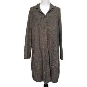 J. Jill Boucle Textured Sweater Cardigan Duster Brown Cotton Blend Women’s S